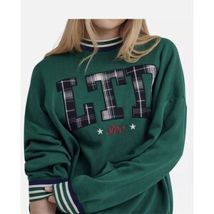 Limited Too Green Plaid Logo Sweatshirt